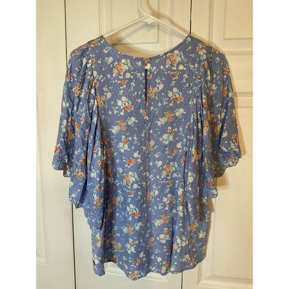 Matilda Jane Blue Floral Eyelet Boho Blouse Top Size Medium - Picture 2 of 2